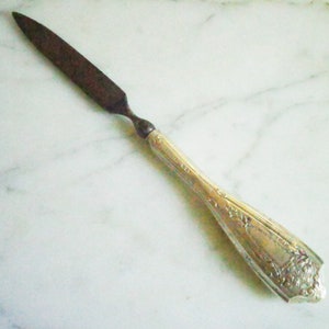 Antique Sterling Silver Handle Nail File, Vintage Vanity piece signed &quot;Sterling H & H&quot;