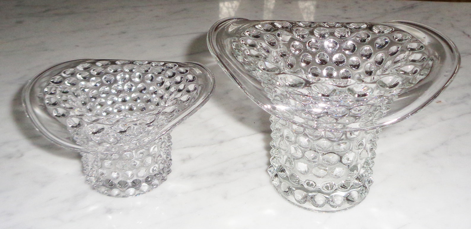 Vintage Crystal Clear Hobnail Glass Top Hat Toothpick Holder Etsy