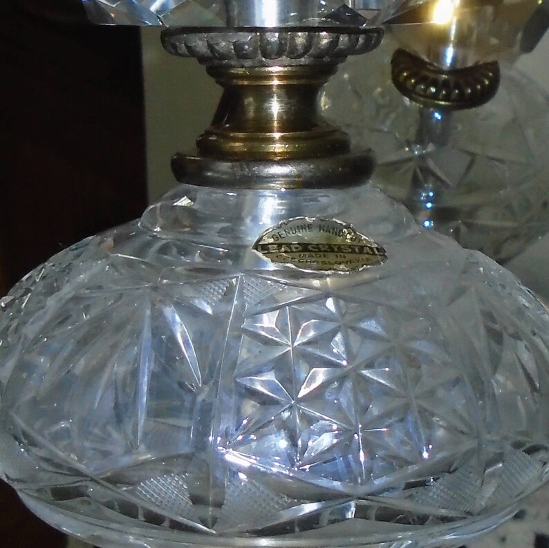 Bohemian Lead Crystal Czechoslovakia Table Lamps Set of 2 RARE Etsy