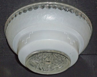 Martel Glass Globe Hanging Ceiling Chandelier Light Cover~ White & Clear Art Deco Hole Mount