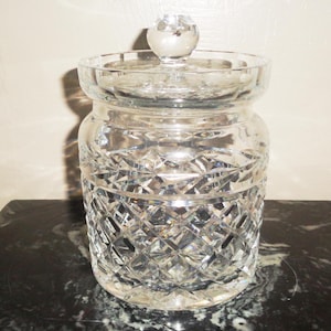 Signed Waterford Lead Crystal Biscuit Barrel - Cracker Jar with Cover