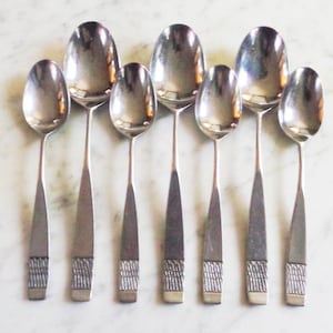 UTI37 Walco Stainless Japan 3 Table Soup Spoons & 4 Teaspoons