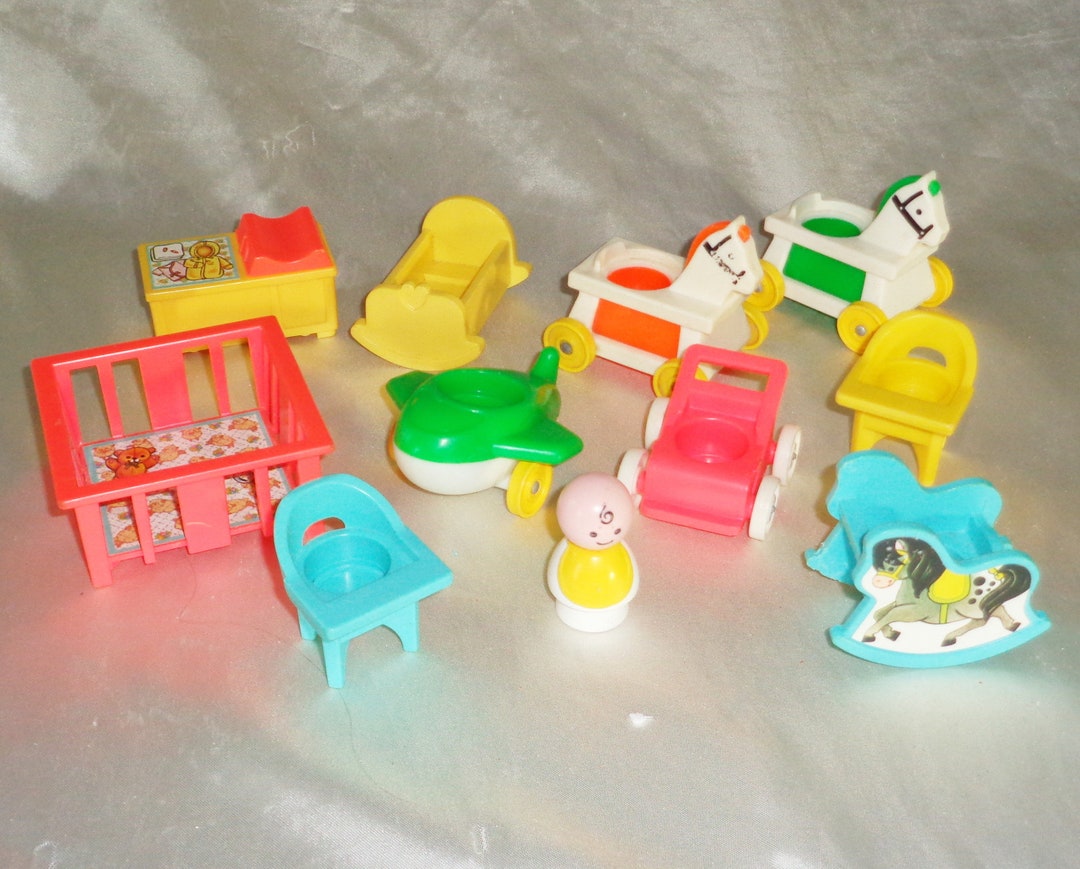 Vintage Fisher Price Little People Nursery Furniture Baby, Hichair