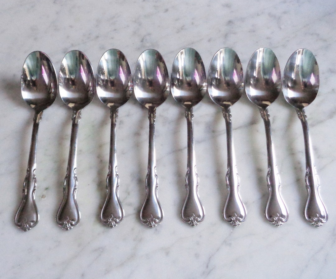 8 Cambridge Stainless Jessica Pattern Teaspoons 6 1/4 Inches Long Etsy