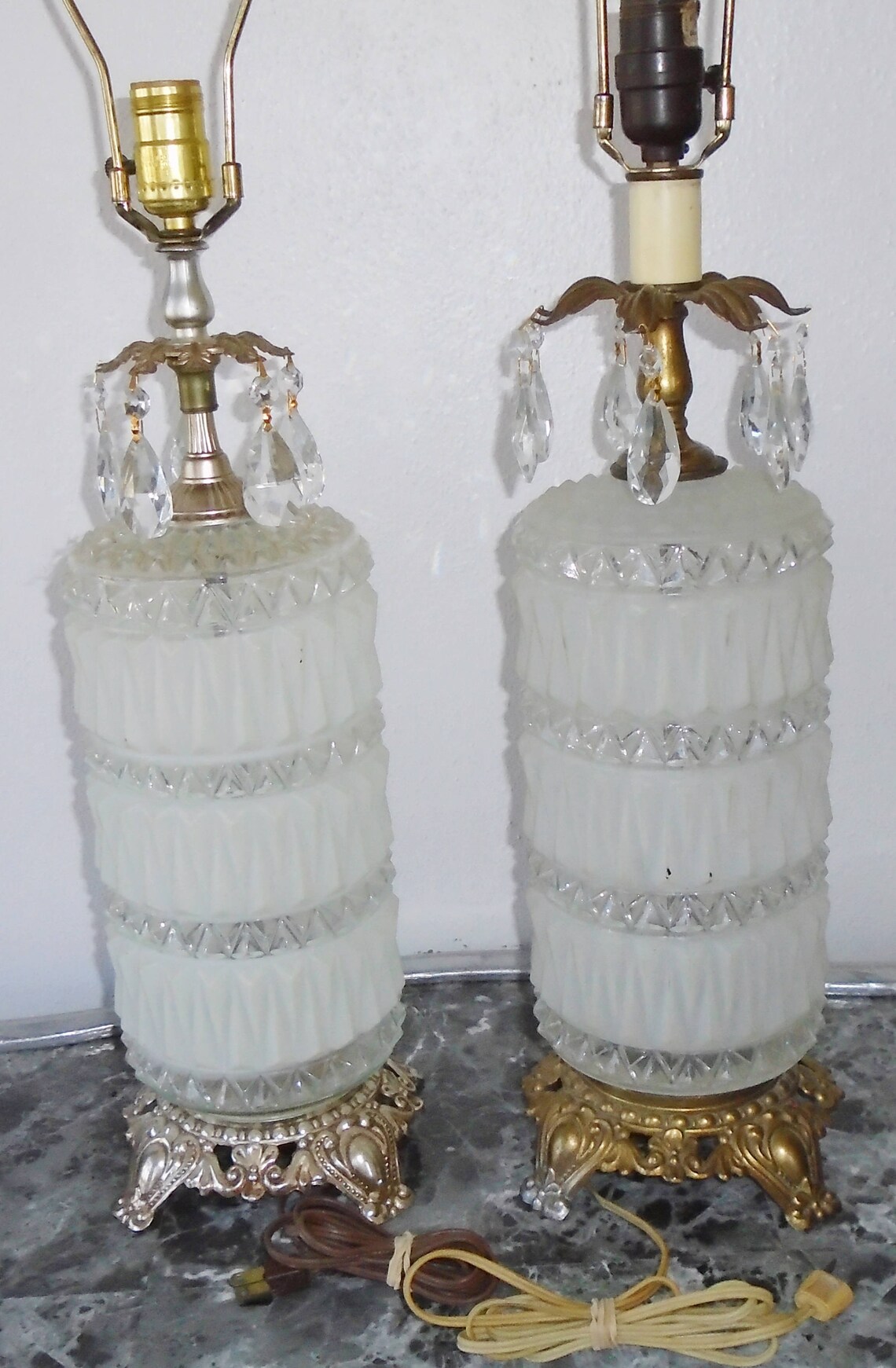 French Provincial Table Lamp Set Vintage Mid Century John Etsy