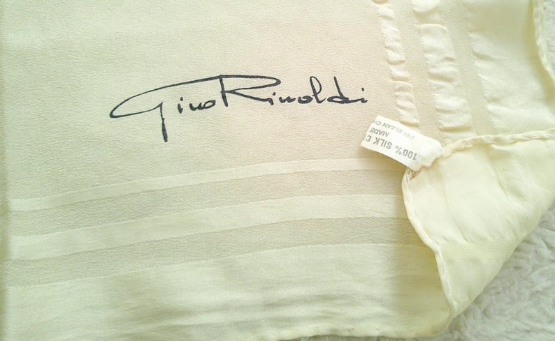 Gino Rinoldi White 100% Silk Crepe De Chine Made in Italy Scarf Shall ...