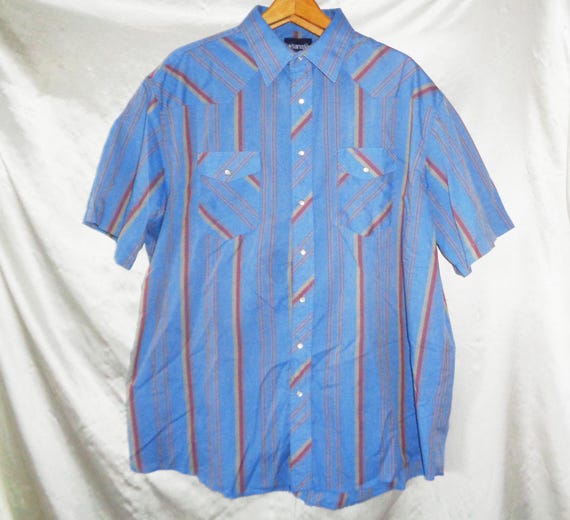 Chemise western bleu marine à boutons-pression et perle sud-ouest bleu marine vintage - France