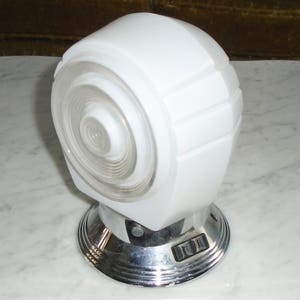 Electroline Chrome Ceiling Light Fixture or Wall Sconce w Bullseye Cover & Outlet/ Plug in, Vintage