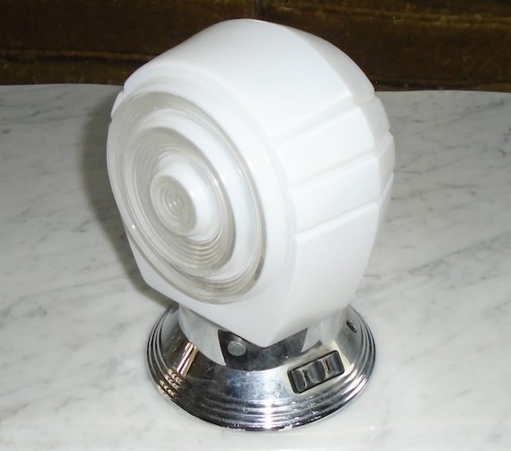Electroline Chrome Ceiling Light Fixture Or Wall Sconce W Bullseye Cover Outlet Plug In Vintage