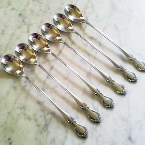 6 Gorham Jolie La Belle Stainless Ice Tea or Ice Cream Spoons 7 1/2 inch