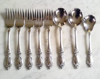 Tenedores para ensalada, postre, sopa y azúcar de acero inoxidable de Oneida Community Plantation