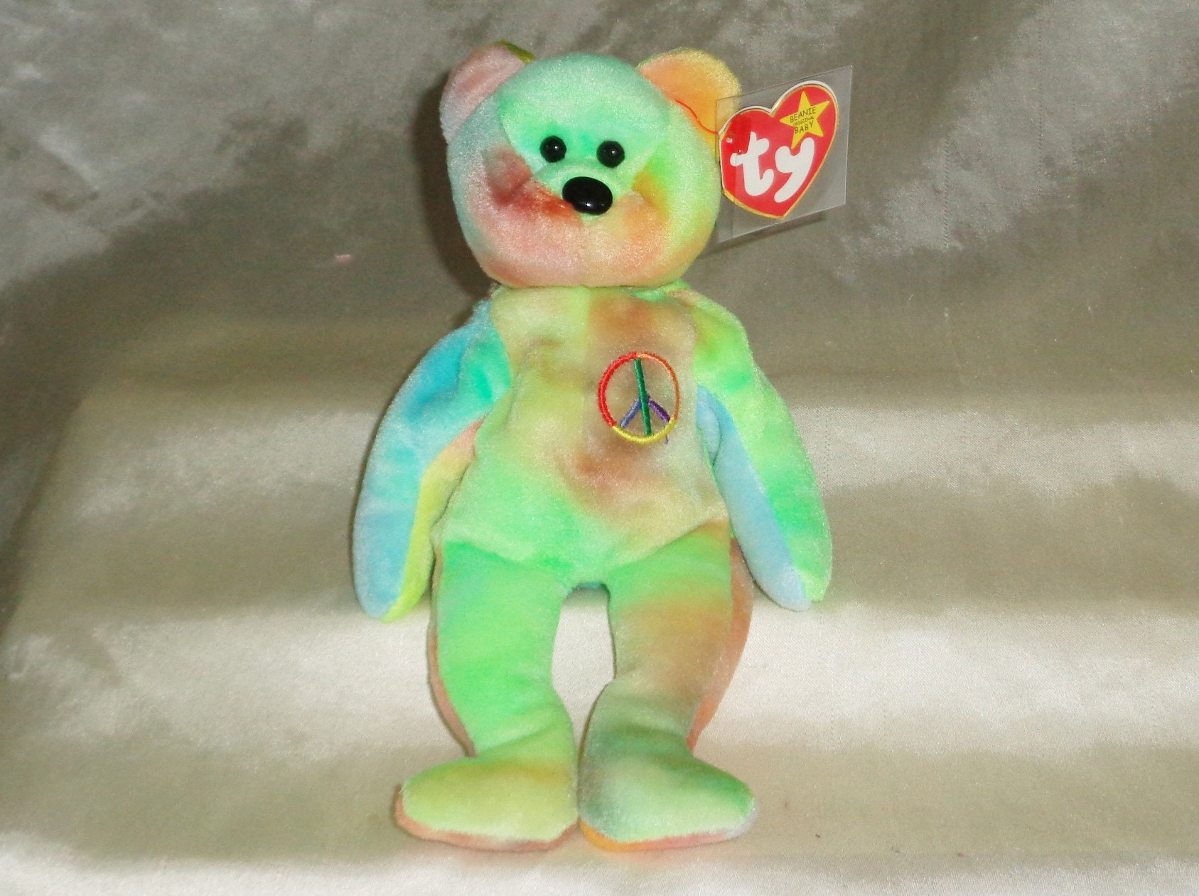 Ty Beanie Babies 1996 Peace the Bear Error Tags PE Pellets 8 Etsy