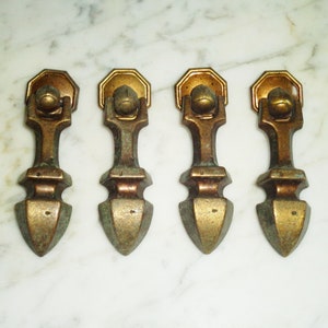 Tear Drop Bail Knocker Drawer Pulls KBC #N4730 Vintage 3 inch Set of 4 w Back Plates