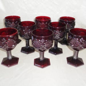 Vintage Avon Cape Cod Ruby Red Water Goblets - Set of 8