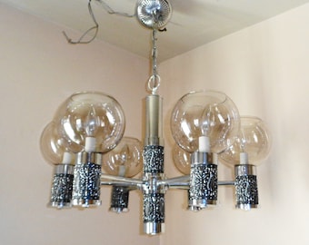 Lámpara colgante gótica brutalista Moe Light de 6 brazos con forma de esfera, estilo vintage de mediados de siglo.