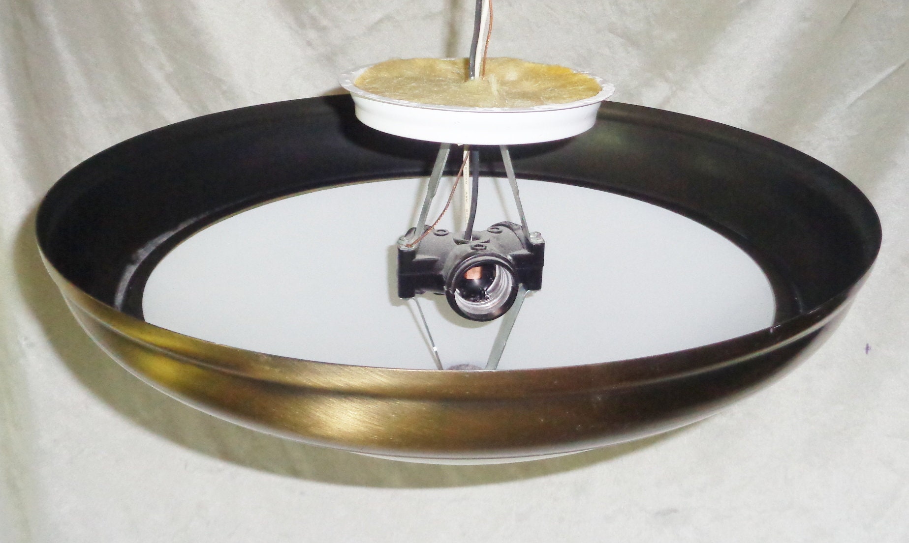 Light Fixture Rim Light Fixture ~ 3 Bulb Electric Ceiling Plate W 15 Inch Applied Metal ...