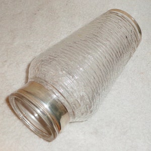 Tension Pole Light Fixture Glass Hurricane ~Clear w Silver Rim Lido Soreno Glass