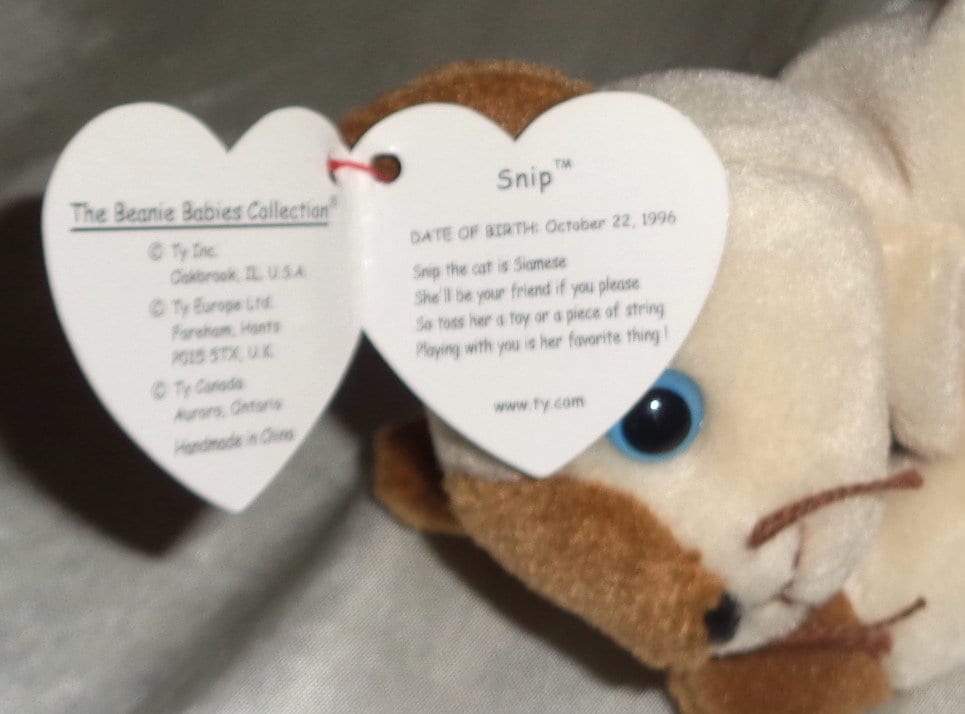 Ty Beanie Babies Baby 1996 Snip Cat Birthday October 22 1996 Error