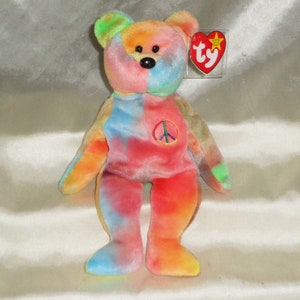 Ty Beanie Babies 1996 Peace The Bear Error Tags PE Pellets #5