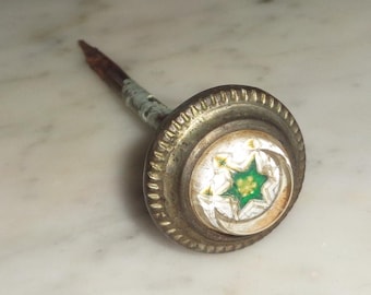 Clavo para colgar marco de fotos con rosca, diseño floral verde y estrella, de vidrio sulfuroso victoriano