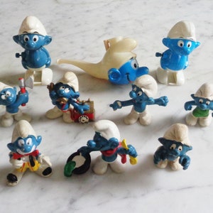 10pc Smurf Figures 1978-82 Figures, Wind Up Toys & Pipe ~ Magician Clown ++