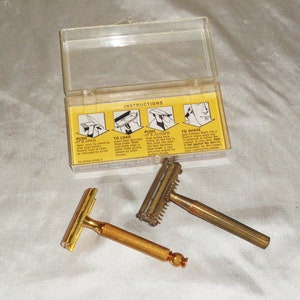 Vintage Gillette Stainless Safety Razor 1950s Set of 2, Autostrong