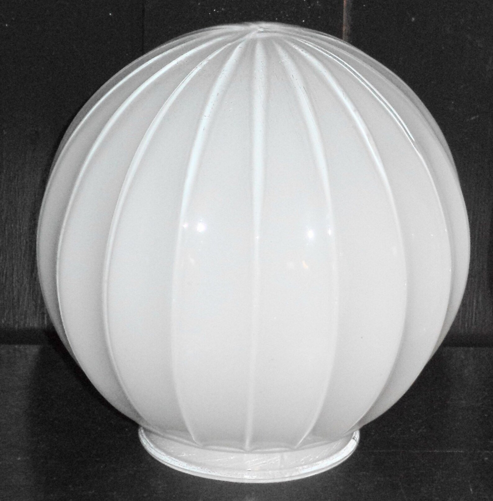 Large 8 inch White Vintage Vertically Ribbed Glass Ball Globe Etsy