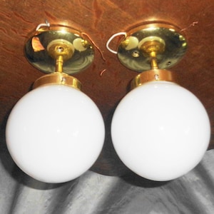 LaSalle Lighting 2 Vintage Articulate Orb Glass Ball Globe Ceiling Light Fixtures