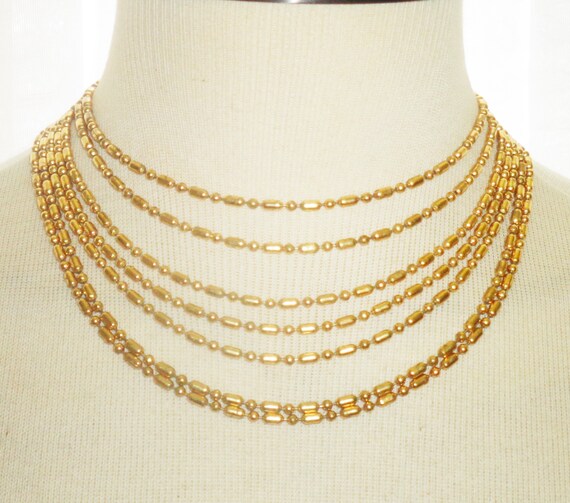 Copper Brass Bead Interlocking clasp Vintage 7 St… - image 1