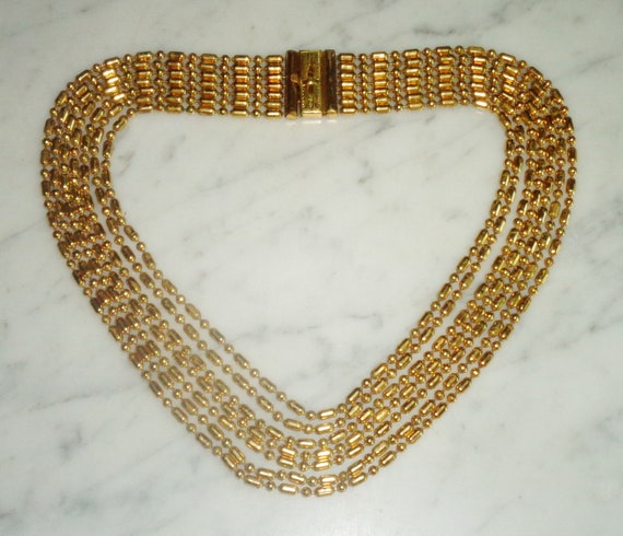 Copper Brass Bead Interlocking clasp Vintage 7 St… - image 2