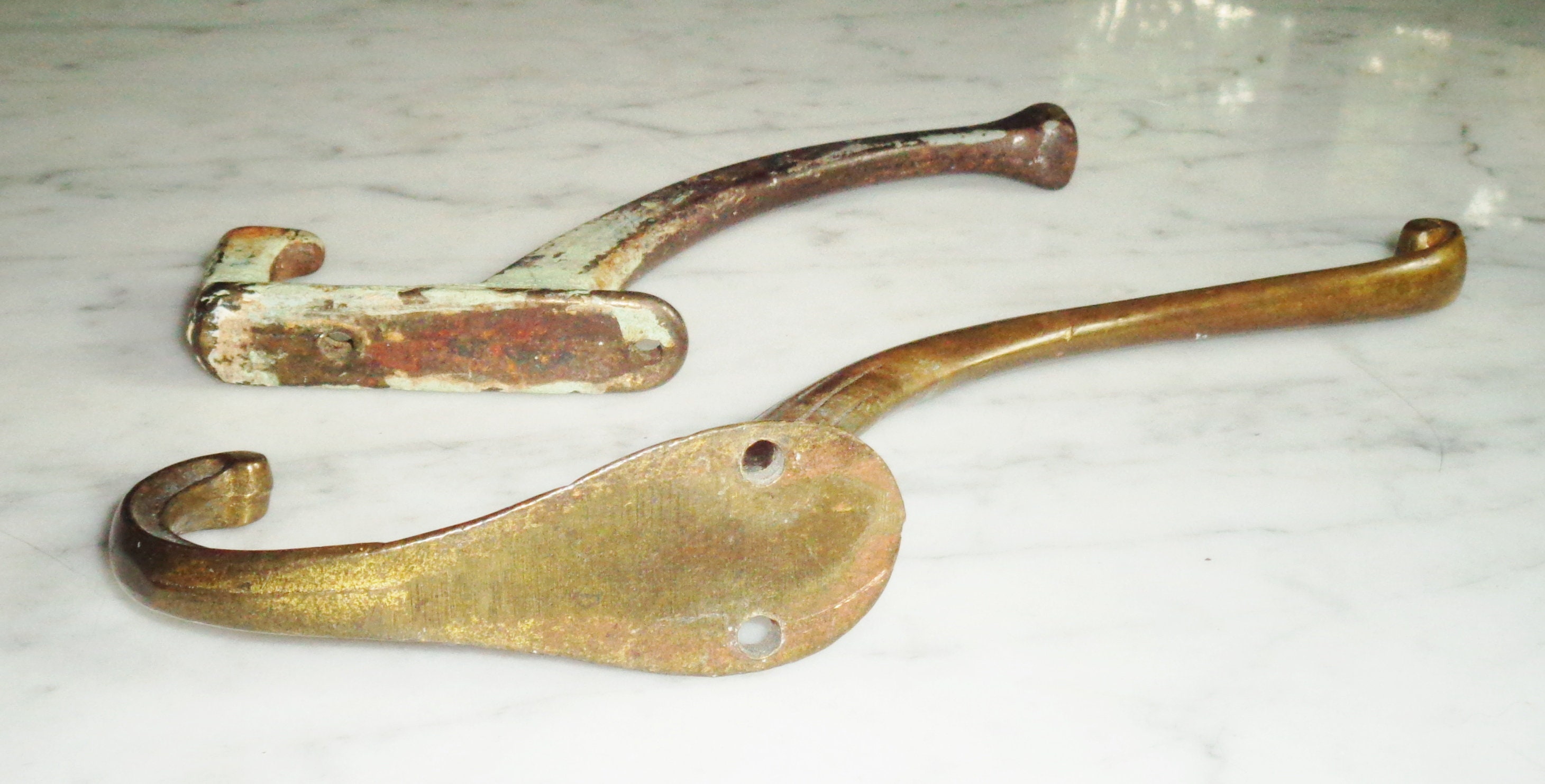 Antique Double Coat Hooks Brass 8 Inch & Cast Iron 6 Inch -  Hong Kong