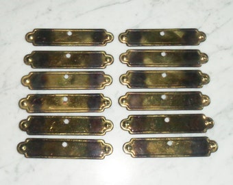 12 Brass Cabinet Drawer Pull Knob Back Plates 5 1/8 x1in Center Single Hole Mount