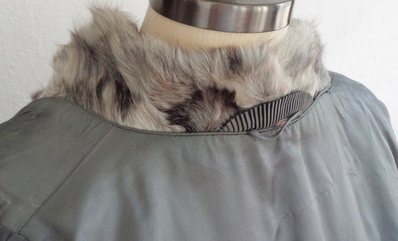 Fox Fur Coat w Leather Trim- Gray Black White Ton… - image 7