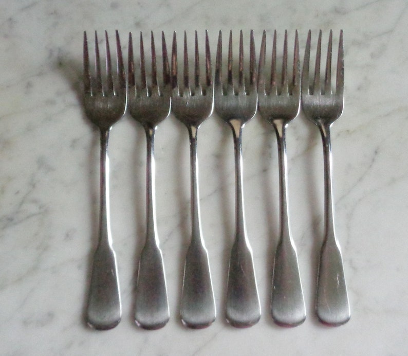 Simple64 Forks 6 Oneida Colonial Boston Minute Men Stainless 6 3/4 Inch Salad Dessert ...