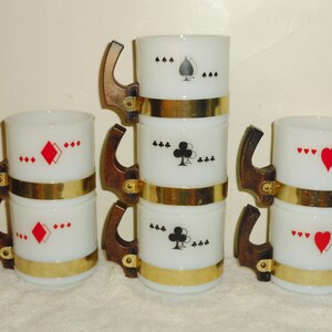 Siesta Ware speelkaart koffiemokken set van 7 vintage - Heart Club Diamond Spade