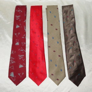 Gian Paolo Italia Silk & Polyester 4 Vintage Mens Neck Tie's 1980s Red Brown Tones image 1