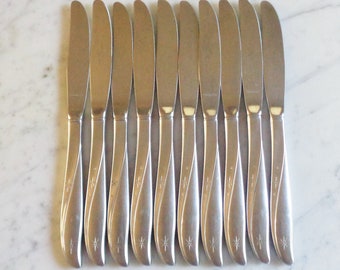 Twin Star Oneida Community Stainless 8 1/2 in Set of 10 Hollow Handle Dinner Knives