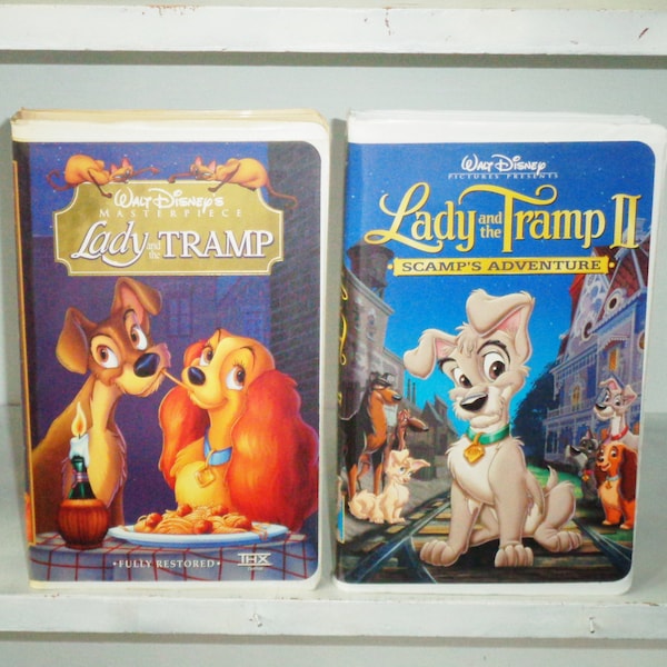 Disneys Lady and The Tramp #14673 & Lady and The Tramp II Scamps Adventure #21226 Clamshell VHS