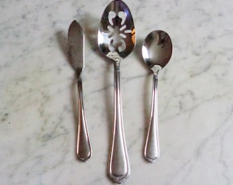 Towle Stainless Jasmine Slotted Serving Spoon, Sugar Spoon & Master Butter