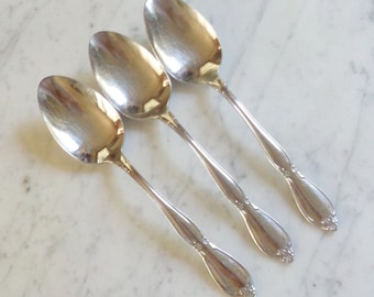Set of 3 Oneida Community Stainless Chatelaine 8 1/4 inch Serving Spoons