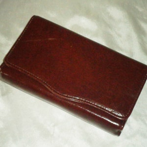 Vintage Krone BraunEs Leder Portemonnaie Bill-a-fold mit 2 offenen Taschen, 1 Verschlussverschluss, 1 Reißverschlussfach