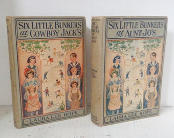 1921 Six Little Bunkers at Aunt Jo's & At Cowboy Jacks ~ Laura Lee Hope HC Books