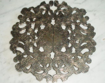 Silver plate Metal 8 1/4 inch Expanding Trivet Hot Plate Pot Holder