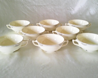 8 cuencos para sopa crema Virginia Rose Homer Laughlin Patrician Platinum Silver