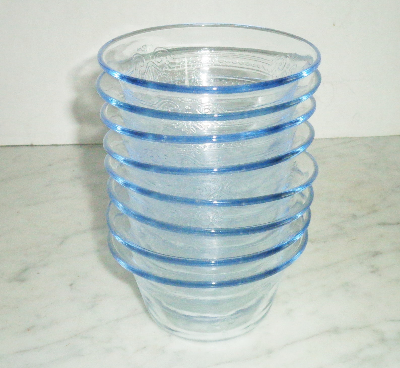 8 Vintage fire King Oven Glass Blue Philbe Custard Etsy