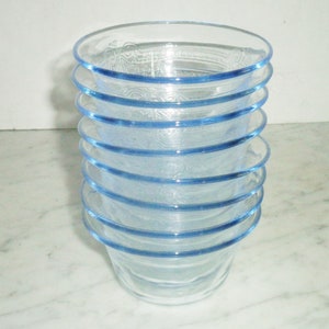 8 Vintage &quot;Fire King Oven Glass&quot; Blue Philbe Custard Fruit Cups 2 by 3 7/8 inch 5oz