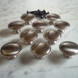 Chrome Knobs Cabinet Drawer Pull Set of 10 Vintage 1 3/8 inch Hollow Convex