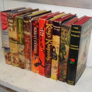 10 Book Club Edition HC Books w DJs ~ Proud New Flags, Infinite Woman, Asylum For The Queen, Wake of The Red Witch, Kings Rhapsody +