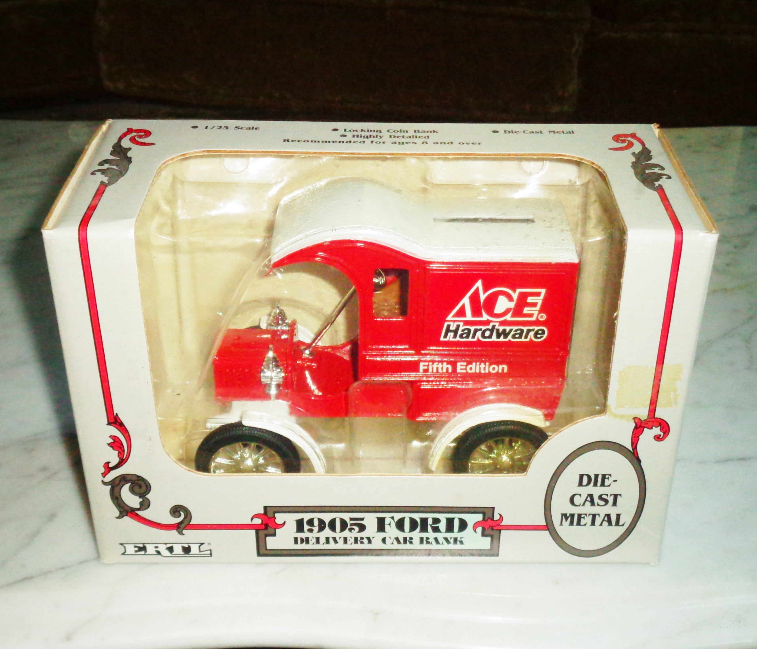 1993 Ertl Die Cast Metal Bank Ace Hardware 1905 Ford Delivery Car Bank, Unopened in Box