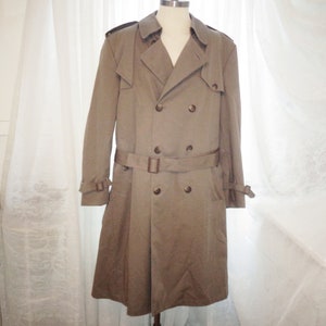Vintage Herren Sz 44 London Fog Clipper Mist Zweireihiger Trenchcoat in Grau